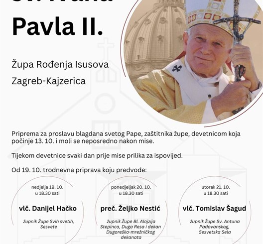 Proslava blagdana sv. Ivana Pavla II. na Kajzerici u Zagrebu
